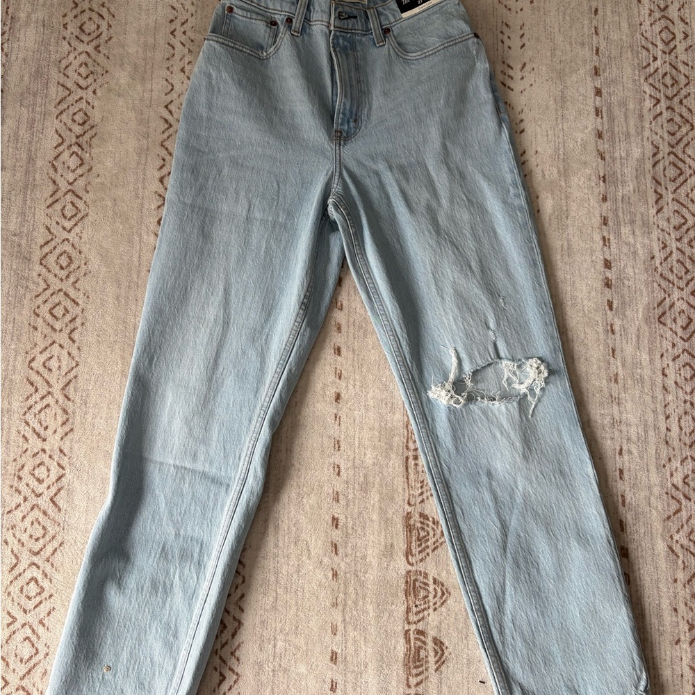 Abercrombie & Fitch Light Wash Distressed Straight-Leg Jeans